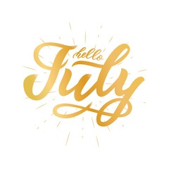 hello June, July handwritten lettering. Golden color. Vector © ANGELINA