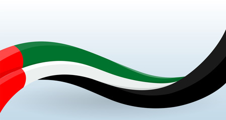United Arab Emirates Waving National flag. Modern unusual shape. Design template for decoration of flyer and card, poster, banner and logo. Isolated vector illustration.
