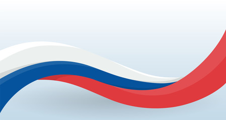 Russia Waving National flag. Modern unusual shape. Design template for decoration of flyer and card, poster, banner and logo. Isolated vector illustration.