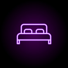 double bed neon icon. Elements of hotel set. Simple icon for websites, web design, mobile app, info graphics