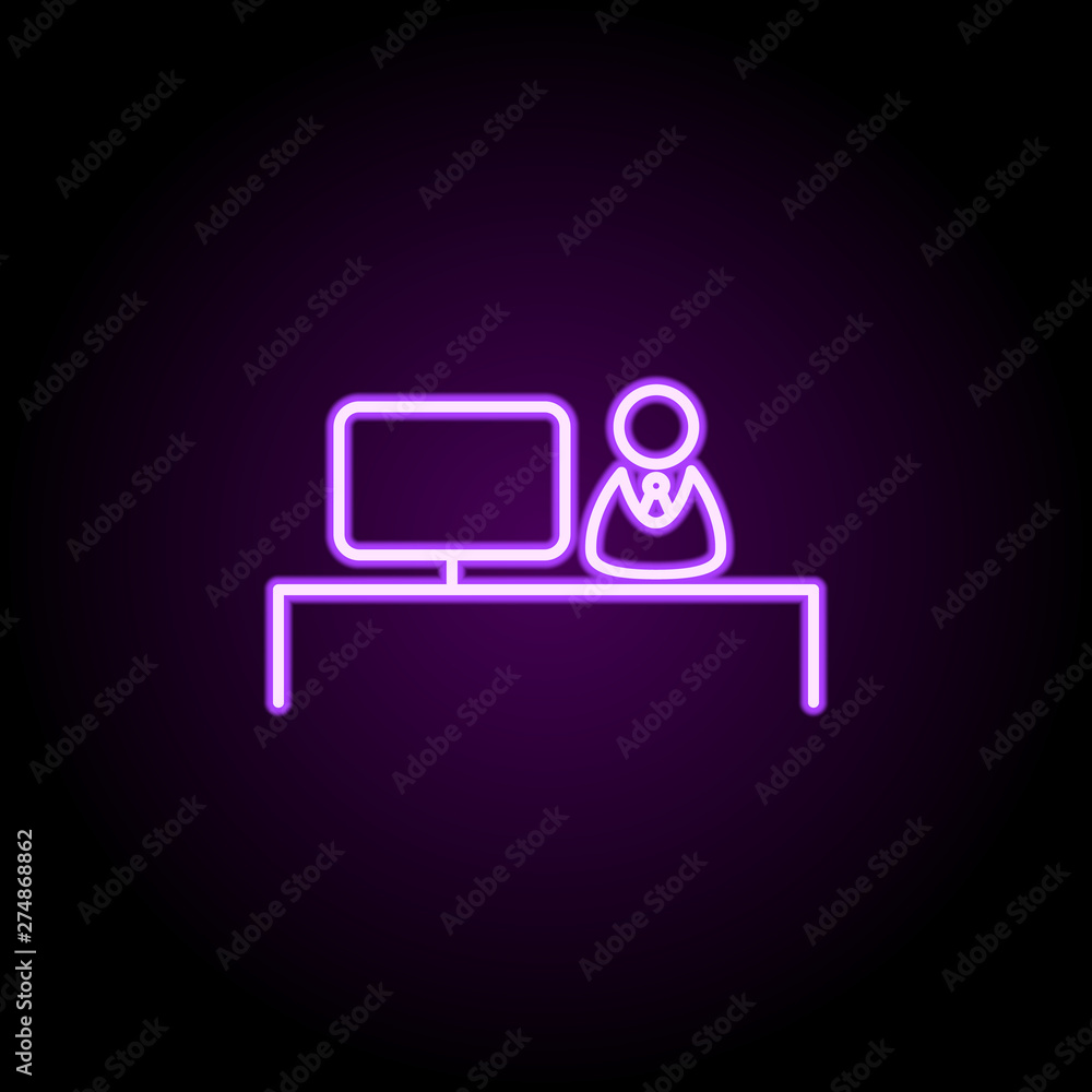 Poster reception neon icon. elements of hotel set. simple icon for websites, web design, mobile app, info g