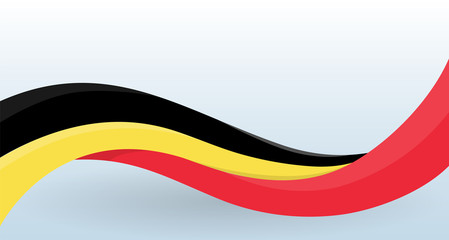 Belgium Waving National flag. Modern unusual shape. Design template for decoration of flyer and card, poster, banner and logo. Isolated vector illustration.