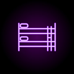 double-decker bed neon icon. Elements of hotel set. Simple icon for websites, web design, mobile app, info graphics