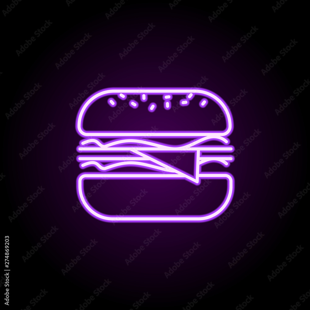 Poster cheeseburger neon icon. elements of web set. simple icon for websites, web design, mobile app, info 
