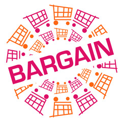 Bargain Pink Orange Shopping Cart Circular Badge Style 