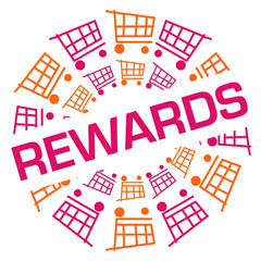 Rewards Pink Orange Shopping Cart Circular Badge Style 