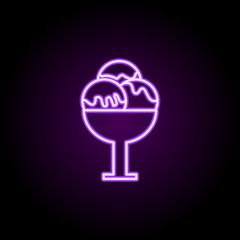 ice-cream in a glass neon icon. Elements of web set. Simple icon for websites, web design, mobile app, info graphics