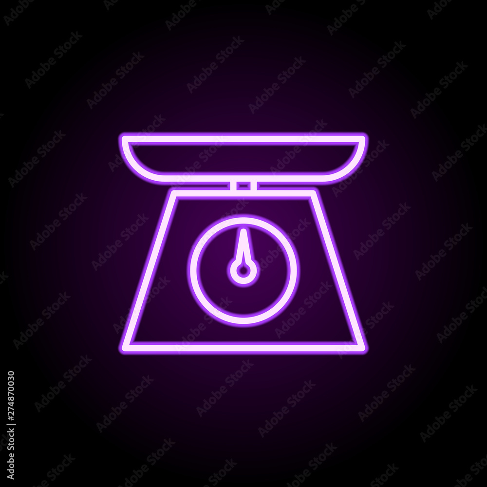 Poster kitchen scale neon icon. elements of web set. simple icon for websites, web design, mobile app, info