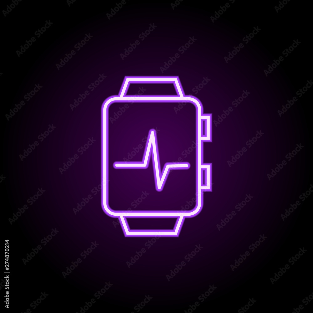Poster smart watches neon icon. elements of web set. simple icon for websites, web design, mobile app, info