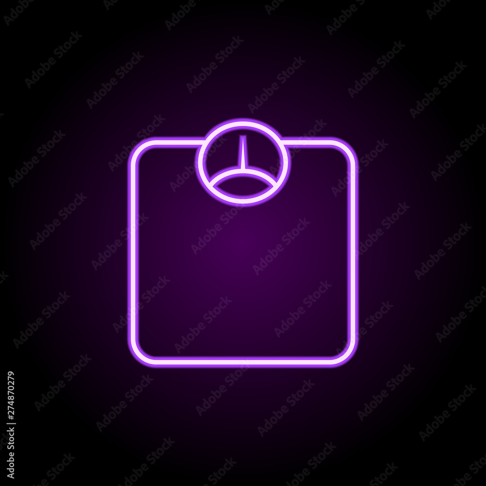 Poster bath scales neon icon. elements of web set. simple icon for websites, web design, mobile app, info g