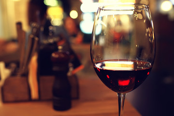 wine restaurant serving romance / beautiful concept alcohol glass, holiday dinner in a cafe