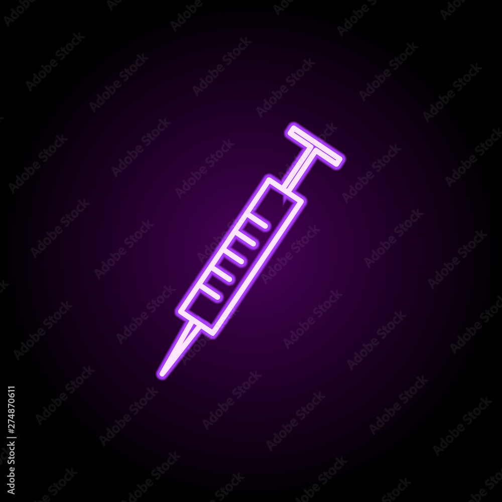 Poster syringe neon icon. elements of web set. simple icon for websites, web design, mobile app, info graph