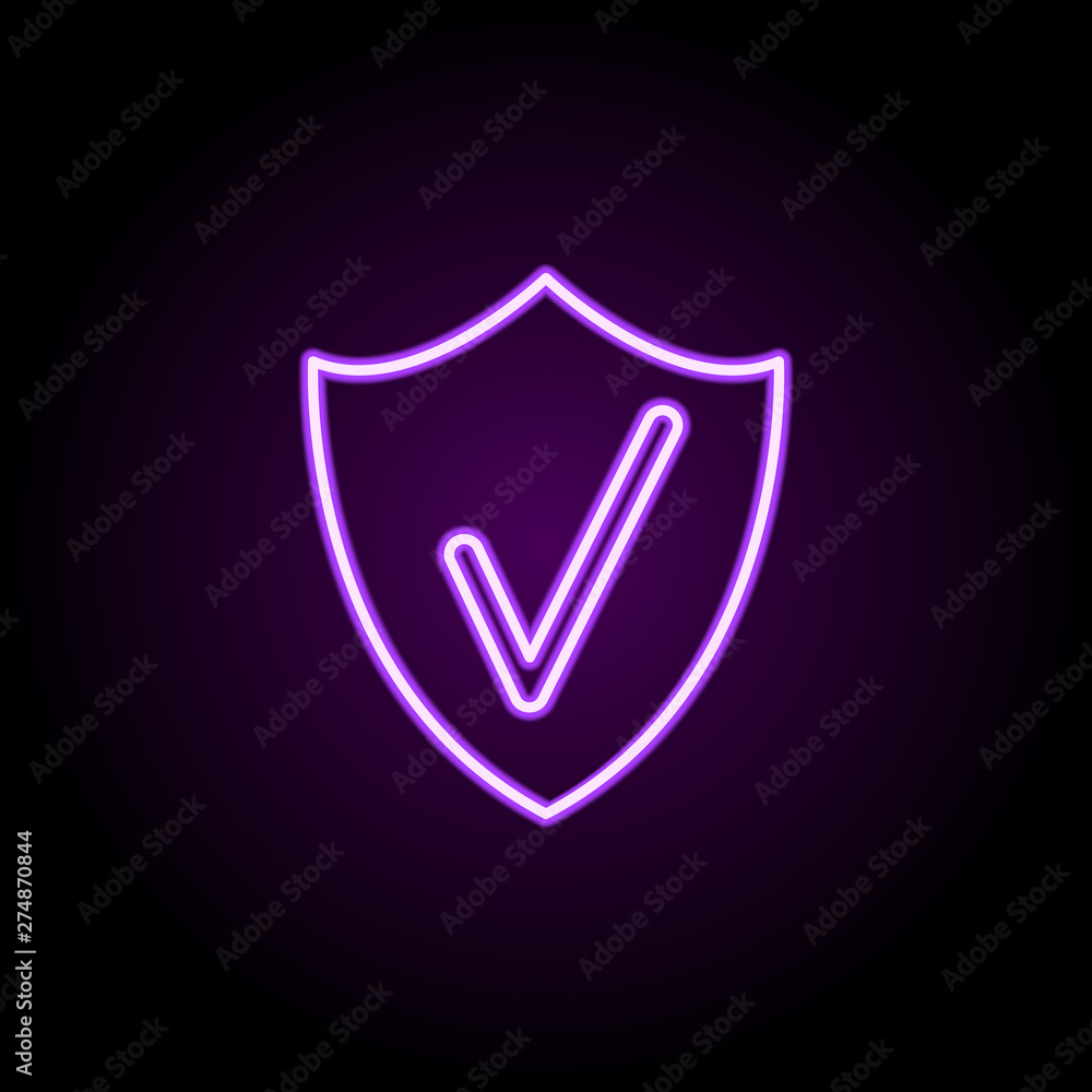 Poster check mark neon icon. elements of web set. simple icon for websites, web design, mobile app, info gr