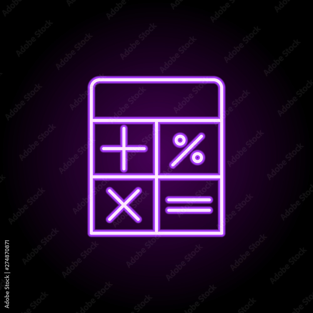 Poster calculator neon icon. elements of web set. simple icon for websites, web design, mobile app, info gr