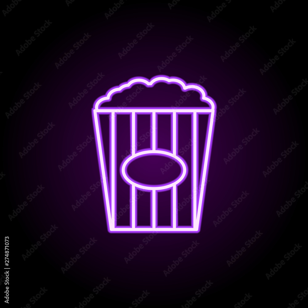 Poster popcorn neon icon. elements of web set. simple icon for websites, web design, mobile app, info graph