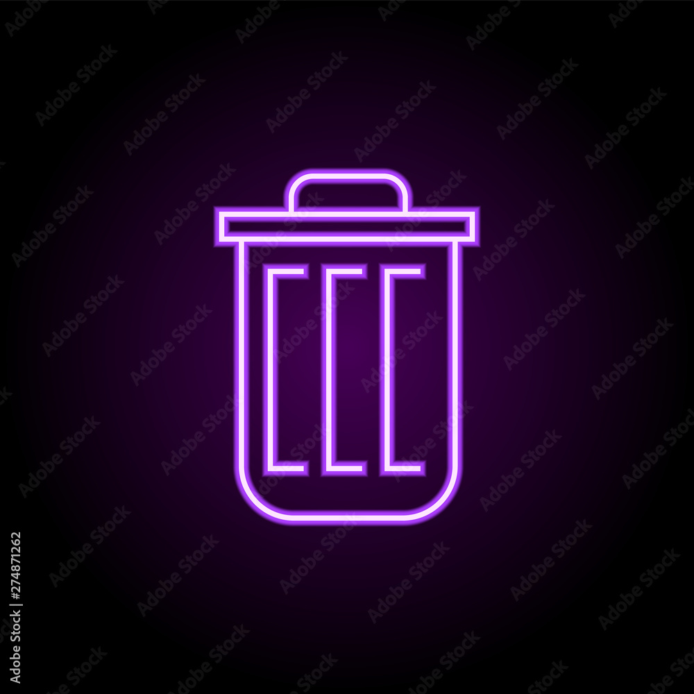 Poster trash bin neon icon. elements of web set. simple icon for websites, web design, mobile app, info gra