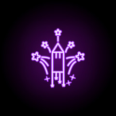 Fireworks dusk style neon icon. Elements of birthday set. Simple icon for websites, web design, mobile app, info graphics