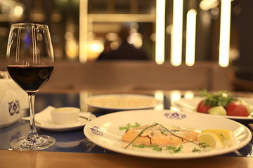 wine restaurant serving romance / beautiful concept alcohol glass, holiday dinner in a cafe