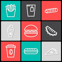 Vector fast food icons set