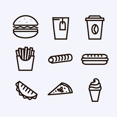 Vector fast food icons set
