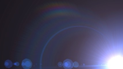 Lens flare effect on black background. Digital illustration.