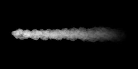 Stream of steam. Isolated on black background. 3D rendering.
