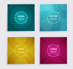 Abstract vinyl records music album covers set.