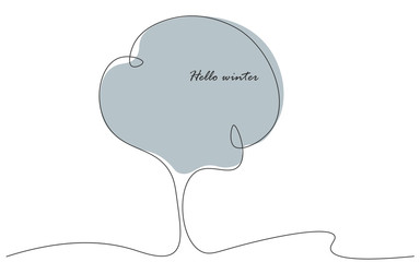 Hello winter background or card with tree landscape vector illustration