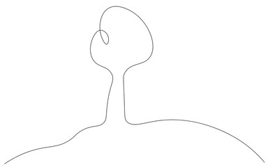 Tree one line drawing landscape vector illustration