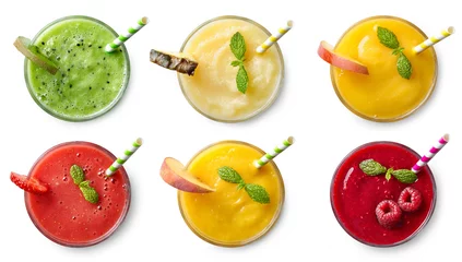 Schilderijen op glas Set of various fresh fruit smoothies © baibaz