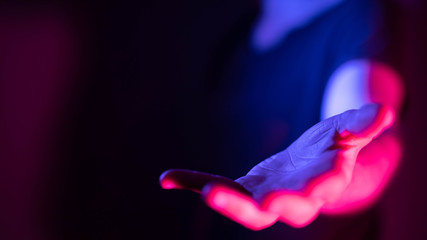 open hand in dark mode