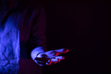 open hand in dark mode