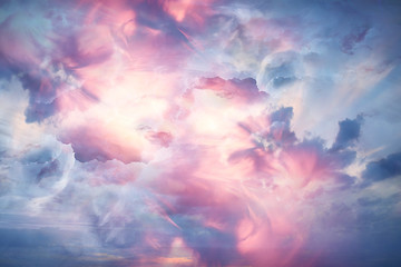 abstract background clouds on the sky with sun / sunset landscape background, watercolor light soft...