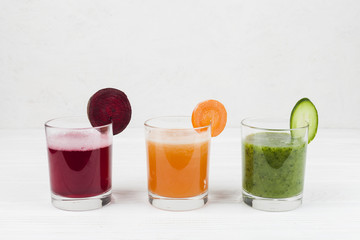 Multicolored drinks in glasses