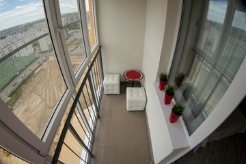 Beautiful view from the balcony to the new residential area