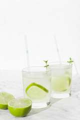 Cool lime cocktails in glasses