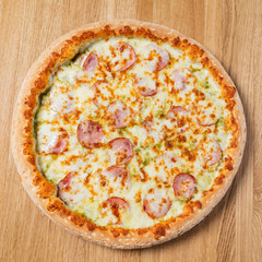 italian pizza on the wooden background