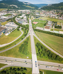 Aerial View Oensingen Switzerland Highway Intersection