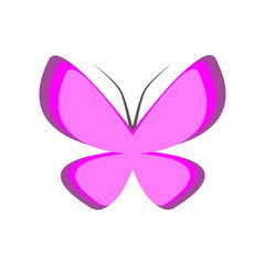 pink butterfly icon, vector illustration