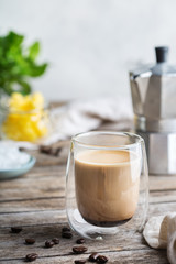 Keto, ketogenic bulletproof coffee with coconut oil and ghee butter
