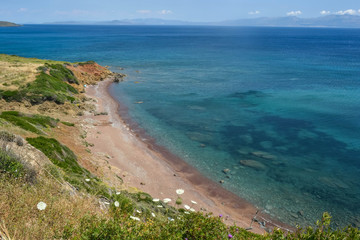Fototapeta na wymiar Beautiful beach in Greece island Kythira, summer 2019