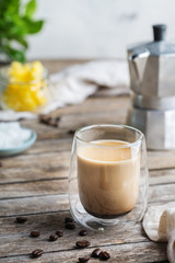 Keto, ketogenic bulletproof coffee with coconut oil and ghee butter