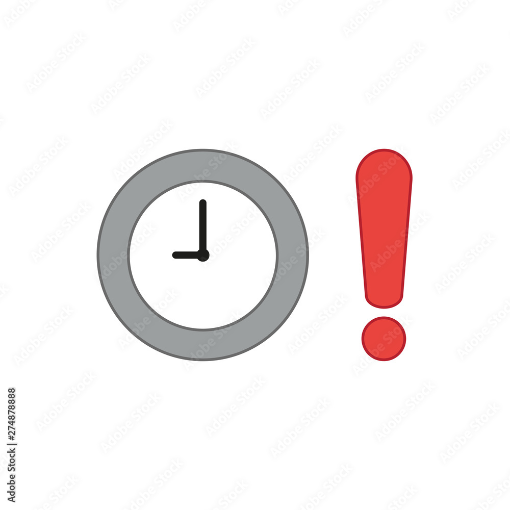 Poster vector icon concept of clock with exclamation mark.
