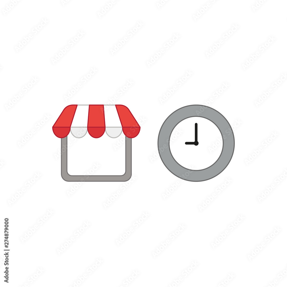 Poster vector icon concept of store with clock.