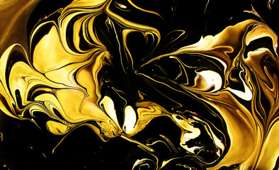Marbled golden abstract background. Trendy liquid marble pattern.