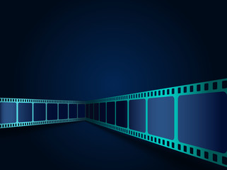 Film strip roll frame cinema background with place for text. Vector cinema festival poster, banner or flyer. Art design reel cinema filmstrip template.Movie time and entertainment concept. EPS 10.