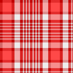 Tartan Pattern in Red and White . Texture for plaid, tablecloths, clothes, shirts, dresses, paper, bedding, blankets, quilts and other textile products. Vector illustration EPS 10