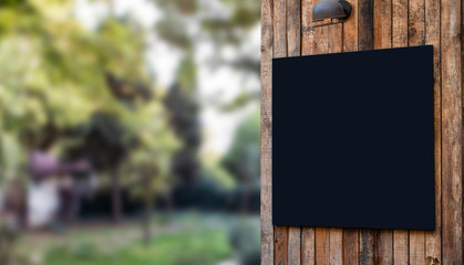 signboard mockup and template empty frame for logo or text on exterior street advertising city shop background, modern flat style