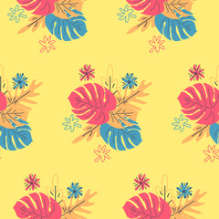 Fototapeta premium Elegant seamless pattern with flower branch. Scandinavian style