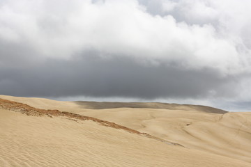 Dunes and a big rainy cloud